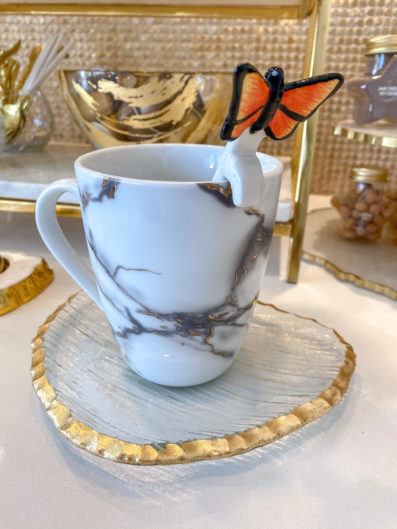 Inspire Me! Home Decor White Stir Spoon W/ Monarch Butterfly Topper KITCHEN 4 Inspire Me! Home Decor White Stir Spoon W/ Monarch Butterfly Topper KITCHEN