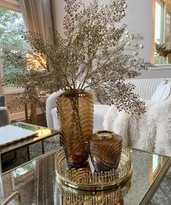 Inspire Me! Home Decor Amber Textured Vase With Gold Rim (2 Sizes)