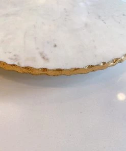 Inspire Me! Home Decor Large Marble Lazy Susan With Gold Edge