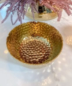 Inspire Me! Home Decor Hammered Porcelain Gold Bowl (2 Sizes)