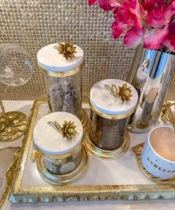 Inspire Me! Home Decor Gold Or Silver Canisters With Floral Lotus Lid (2 Colors) 21 Inspire Me! Home Decor Gold Or Silver Canisters With Floral Lotus Lid (2 Colors)