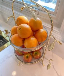 Inspire Me! Home Decor Two-Tiered Gold Leaf Serving Display