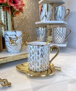 Inspire Me! Home Decor 14 Oz. Detailed Abstract Gold Pattern Print Mugs (6 Designs)