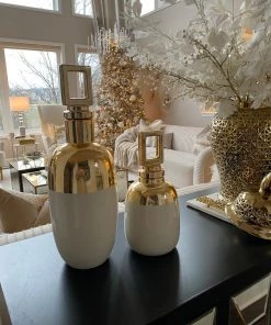 Inspire Me! Home Decor Gold And White Decorative Bottles (2 Sizes) Jars