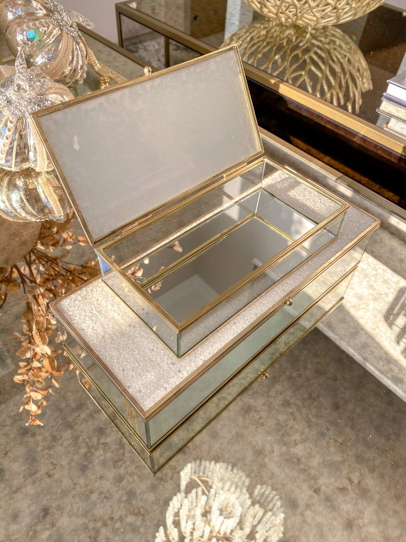 Inspire Me! Home Decor Glass Box Set With White Glitter Top (Set Of 2) 5 Inspire Me! Home Decor Glass Box Set With White Glitter Top (Set Of 2)