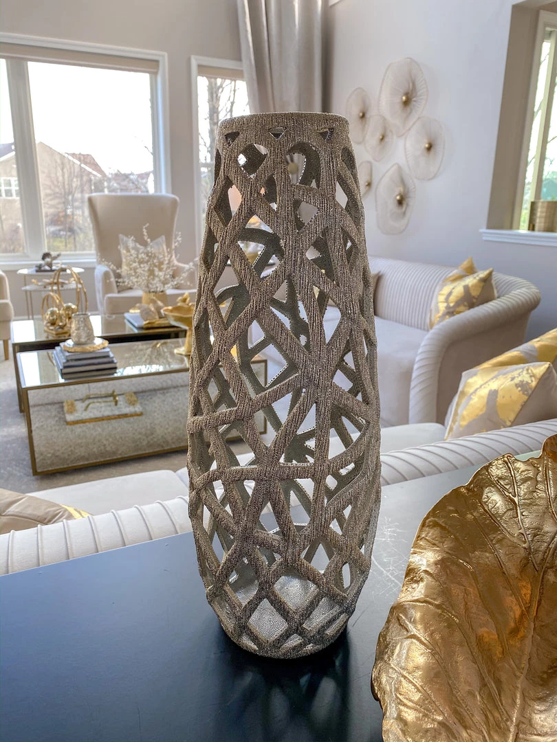 Inspire Me! Home Decor Champagne Ceramic Cut-Out Vase 5 Inspire Me! Home Decor Champagne Ceramic Cut-Out Vase