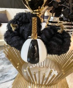 Inspire Me! Home Decor Small Striped Ceramic Pumpkin With Gold Stem