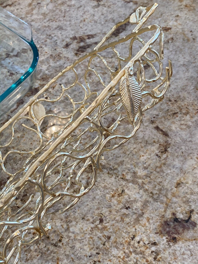 Inspire Me! Home Decor Rectangular Pyrex With Gold Branch Detailed Holder 6 Inspire Me! Home Decor Rectangular Pyrex With Gold Branch Detailed Holder