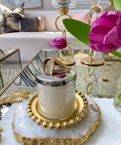 Inspire Me! Home Decor Silver And Gold Detailed Lid Candle- Unscented (6 Styles)