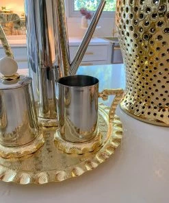 Inspire Me! Home Decor Gold Textured Ruffle Coffee/Tea Set Collection (4 Items Sold Individually)