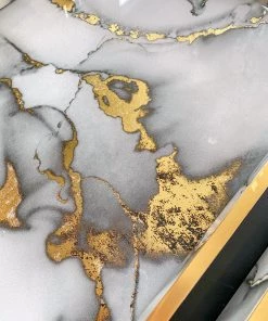 Inspire Me! Home Decor Marble Tray With Gold Edges And Metallic Marble Pattern (2 Sizes)