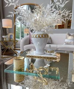 Inspire Me! Home Decor White Ceramic Ginger Jar With Stunning Gold Chain Details (3 Sizes)