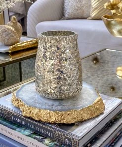 Inspire Me! Home Decor Metallic Gold Edge Agate Trivet