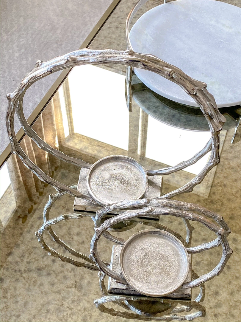 Inspire Me! Home Decor Circular Silver Metal Candle Holder (2 Sizes) 4 Inspire Me! Home Decor Circular Silver Metal Candle Holder (2 Sizes)