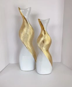 Inspire Me! Home Decor Gold And White Twisted Vase (2 Sizes)