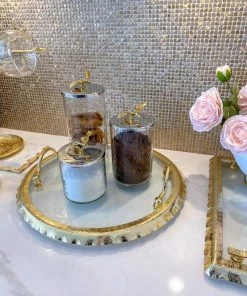 Inspire Me! Home Decor Hammered Glass Canister W/ Gold Bird Lid ( 3 Sizes Available) 17 Inspire Me! Home Decor Hammered Glass Canister W/ Gold Bird Lid ( 3 Sizes Available)