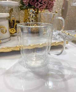 Inspire Me! Home Decor KITCHEN 16 Oz Double Wall Glass Coffee Mug With Handle