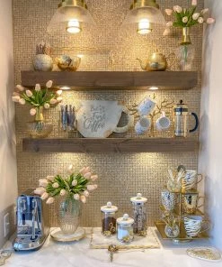 Inspire Me! Home Decor Gold Or Silver Metal Floral Glass Canisters With Marble Lid-With Metal Rim (3 Sizes) (2 Colors)