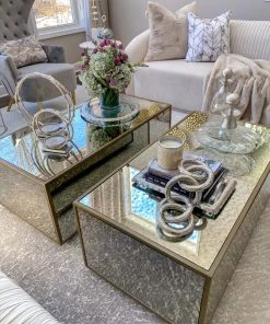 Inspire Me! Home Decor Glass Rectangle Tray With Silver Handles And Ruffled Edge