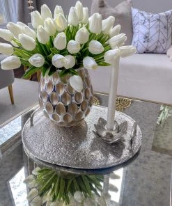 Inspire Me! Home Decor Silver Lotus Flower Candle Holder