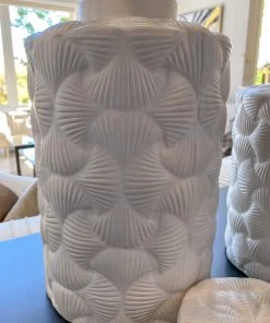 Inspire Me! Home Decor Jars Patterned White Jar With Lid (2 Sizes)