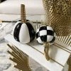 Inspire Me! Home Decor Mini Checkered Ceramic Pumpkin With Gold Stem