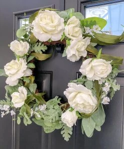 Inspire Me! Home Decor White Rose And Eucalyptus Wreath