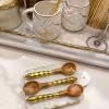 Inspire Me! Home Decor Gold Hammered Handle Wooden Tea Spoon (Set Of 4)