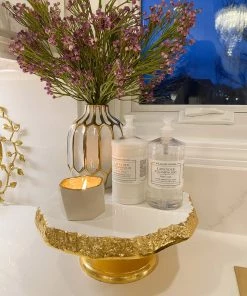 Inspire Me! Home Decor White Enameled Cake Stand With Metallic Edge (2 Colors) KITCHEN