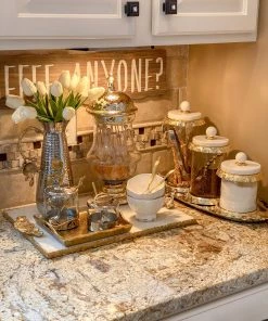 Inspire Me! Home Decor Silver Oval Tray With Gold Floral Handles