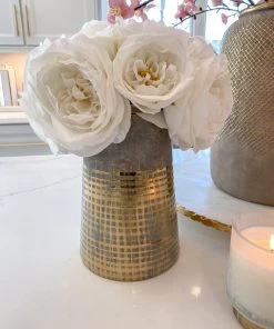 Inspire Me! Home Decor Grey Tapered Vase W/ Gold Design