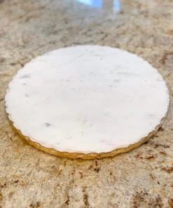 Inspire Me! Home Decor Round Marble Tray With Gold Edge