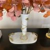 Inspire Me! Home Decor White Marble Tray With Gold Leaf Handles