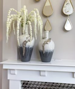 Inspire Me! Home Decor Large Glass Vase W/ Silver Metal Decor (2 Sizes)