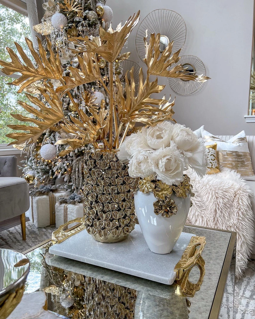 Inspire Me! Home Decor Gold Cascading Floral And White Vase 9 Inspire Me! Home Decor Gold Cascading Floral And White Vase