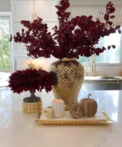 Inspire Me! Home Decor Long Marble Tray With Metal Ripple Edge (2 Colors)