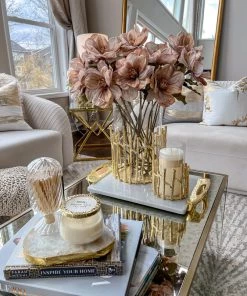 Inspire Me! Home Decor Glass Hurricane/Faux Floral Vase With Gold Twig Design (3 Sizes) 25 Inspire Me! Home Decor Glass Hurricane/Faux Floral Vase With Gold Twig Design (3 Sizes)