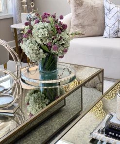 Inspire Me! Home Decor Large Round Glass Tray With Silver Handles And Ruffled Edge