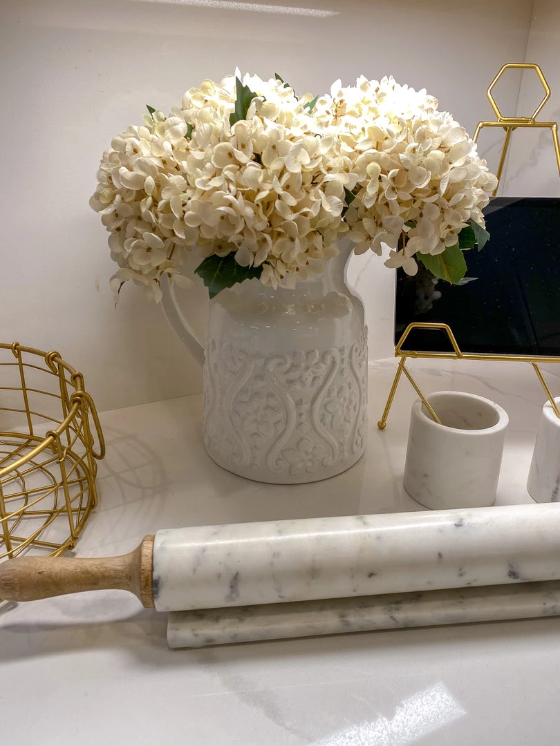 Inspire Me! Home Decor White Floral Detailed Pitcher 6 Inspire Me! Home Decor White Floral Detailed Pitcher