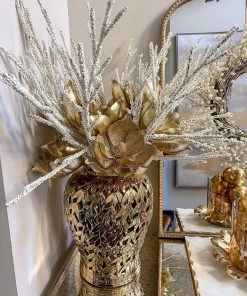 Inspire Me! Home Decor Gold Glittered Magnolia Stem 8 Inspire Me! Home Decor Gold Glittered Magnolia Stem