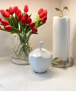 Inspire Me! Home Decor White Geometric Apple