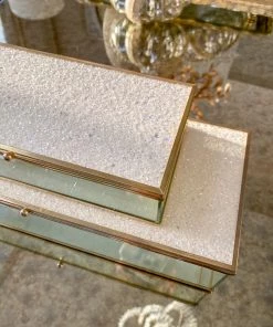 Inspire Me! Home Decor Glass Box Set With White Glitter Top (Set Of 2)