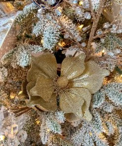 Inspire Me! Home Decor Gold Glittered Magnolia Stem 9 Inspire Me! Home Decor Gold Glittered Magnolia Stem