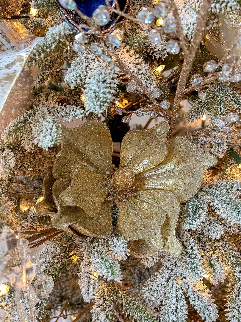 Inspire Me! Home Decor Gold Glittered Magnolia Stem 6 Inspire Me! Home Decor Gold Glittered Magnolia Stem