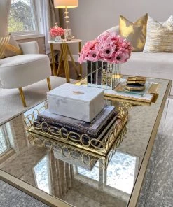 Inspire Me! Home Decor Marble Box With Metal Bee Inlay