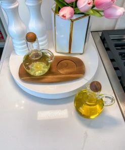 Inspire Me! Home Decor Oil & Vinegar Cruet Set W/ Acacia Tray