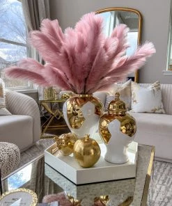 Inspire Me! Home Decor Pearlized Hexagon Trays With Gold Handles (2 Sizes)