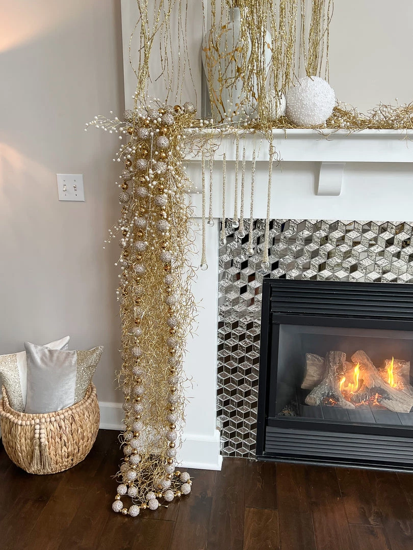 Inspire Me! Home Decor Glittered Ball Garland Silver 3 Inspire Me! Home Decor Glittered Ball Garland Silver