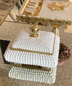Inspire Me! Home Decor Cream Studded Box W/ Gold Detailing 15 Inspire Me! Home Decor Cream Studded Box W/ Gold Detailing