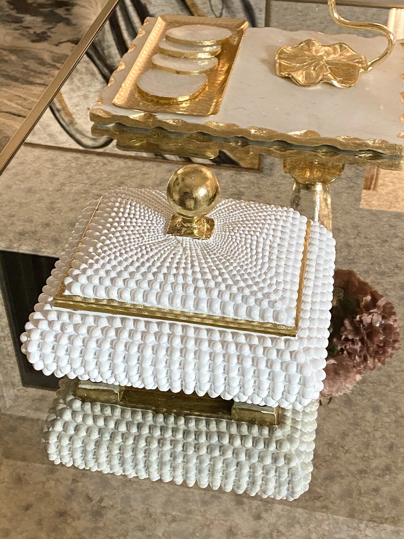 Inspire Me! Home Decor Cream Studded Box W/ Gold Detailing 8 Inspire Me! Home Decor Cream Studded Box W/ Gold Detailing